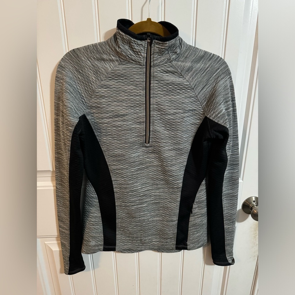 Athleta Quilted Gray and Black 1/4 Zip - Picture 2 of 8